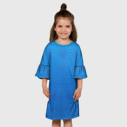 Платье клеш для девочки Переливающаяся абстракция голубой, цвет: 3D-принт — фото 2