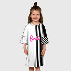 Платье клеш для девочки Барби - белый и черные полосы, цвет: 3D-принт — фото 2
