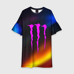 Платье клеш для девочки Monster energy gradient color, цвет: 3D-принт