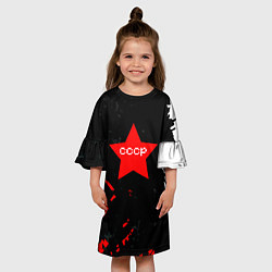 Платье клеш для девочки Звезда символ СССР, цвет: 3D-принт — фото 2