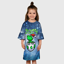 Платье клеш для девочки Динозаврик вылупился из яйца 2024, цвет: 3D-принт — фото 2