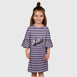 Платье клеш для девочки Кен - темная полоска, цвет: 3D-принт — фото 2