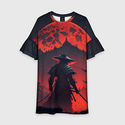 Платье клеш для девочки Samurai and red moon - нейросеть, цвет: 3D-принт