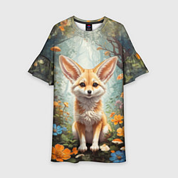 Платье клеш для девочки Милый фенек, цвет: 3D-принт