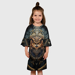 Платье клеш для девочки Сова в викинг-стиле, цвет: 3D-принт — фото 2