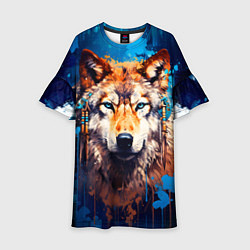 Платье клеш для девочки Волк - индеец, цвет: 3D-принт