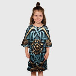 Платье клеш для девочки Симметричный орнамент в кельтской стилистике, цвет: 3D-принт — фото 2