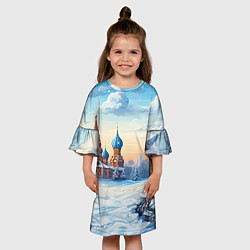 Платье клеш для девочки Российская зима, цвет: 3D-принт — фото 2