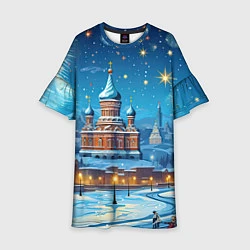 Платье клеш для девочки Новогодняя Москва, цвет: 3D-принт