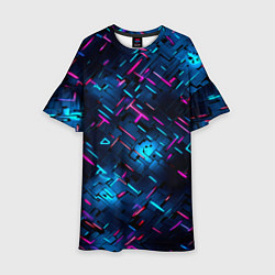 Платье клеш для девочки Неоновая сталь cyberpunk, цвет: 3D-принт