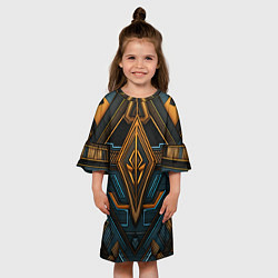 Платье клеш для девочки Орнамент с ромбами в египетском стиле, цвет: 3D-принт — фото 2