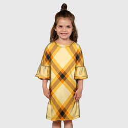 Платье клеш для девочки Желтая шотландская клетка, цвет: 3D-принт — фото 2