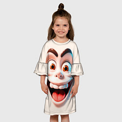 Платье клеш для девочки Сумасшедшее лицо мультяшки, цвет: 3D-принт — фото 2