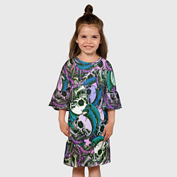 Платье клеш для девочки Череп панк паттерн, цвет: 3D-принт — фото 2