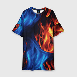 Платье клеш для девочки Огонь и вода как две стихии, цвет: 3D-принт