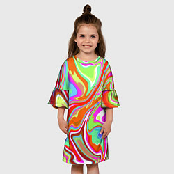 Платье клеш для девочки Цветная плазменная абстракция, цвет: 3D-принт — фото 2