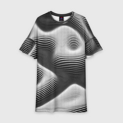 Платье клеш для девочки Чёрно белый точечный абстрактный фон, цвет: 3D-принт
