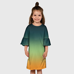 Платье клеш для девочки Темно-зеленый и желтый градиент, цвет: 3D-принт — фото 2