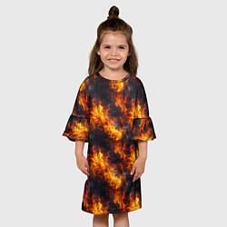 Платье клеш для девочки Пламя огня паттерн, цвет: 3D-принт — фото 2
