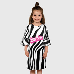 Платье клеш для девочки Ретро Барби - паттерн полосок зебры, цвет: 3D-принт — фото 2