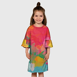Платье клеш для девочки Спектр акварели, цвет: 3D-принт — фото 2