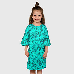 Платье клеш для девочки Текстура камень цвета морской волны, цвет: 3D-принт — фото 2