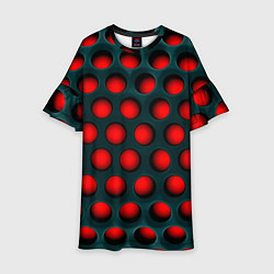 Платье клеш для девочки Перфорация на красном трипофобия, цвет: 3D-принт