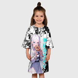Платье клеш для девочки Фрирен - поедает пончик, цвет: 3D-принт — фото 2