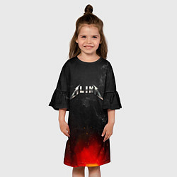 Платье клеш для девочки Алина в стиле Металлики - искры и огонь, цвет: 3D-принт — фото 2