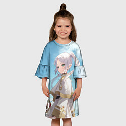 Платье клеш для девочки Фрирен и небо - эльфийка, цвет: 3D-принт — фото 2