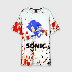 Платье клеш для девочки Sonic краски абстрактные, цвет: 3D-принт