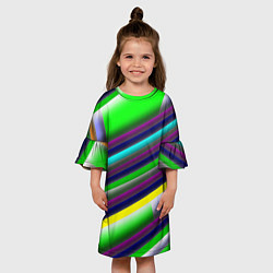 Платье клеш для девочки Размытые абстрактные полосы, цвет: 3D-принт — фото 2