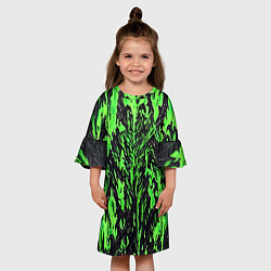 Платье клеш для девочки Демонический доспех зелёный, цвет: 3D-принт — фото 2