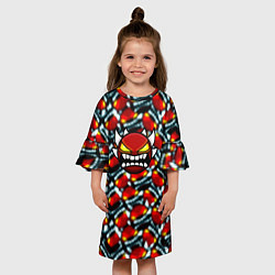 Платье клеш для девочки Geometry dash bombing, цвет: 3D-принт — фото 2