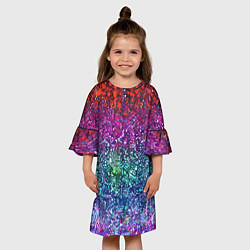 Платье клеш для девочки Разноцветные узоры красные синие и фиолетовые, цвет: 3D-принт — фото 2