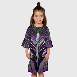 Платье клеш для девочки Киберпанк доспех фиолетовый, цвет: 3D-принт — фото 2