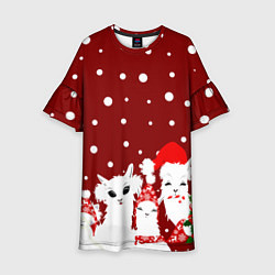 Платье клеш для девочки Семья ламы, цвет: 3D-принт