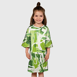 Платье клеш для девочки Белая и зеленая краска, цвет: 3D-принт — фото 2