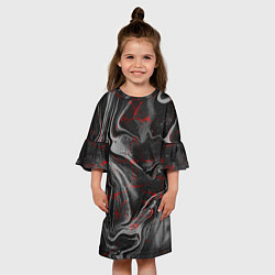 Платье клеш для девочки Брызги краски и вода, цвет: 3D-принт — фото 2