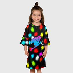 Платье клеш для девочки Fairy Tail неоновые лого, цвет: 3D-принт — фото 2