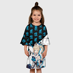 Платье клеш для девочки Барбара иероглифы - Геншин Импакт, цвет: 3D-принт — фото 2