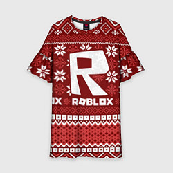 Платье клеш для девочки Roblox christmas sweater, цвет: 3D-принт