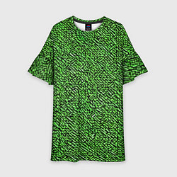 Платье клеш для девочки Чёрные и зелёные мазки, цвет: 3D-принт