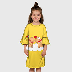 Платье клеш для девочки Влюбленный капибара, цвет: 3D-принт — фото 2