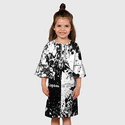 Платье клеш для девочки Король и шут - черно-белая абстракция, цвет: 3D-принт — фото 2