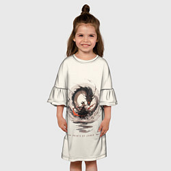 Платье клеш для девочки Дева и дракон, цвет: 3D-принт — фото 2