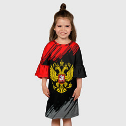 Платье клеш для девочки Герб РФ краски спорт, цвет: 3D-принт — фото 2