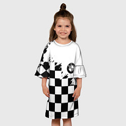 Платье клеш для девочки BMW black geometry splash, цвет: 3D-принт — фото 2