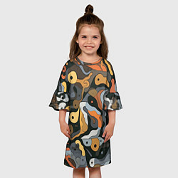 Платье клеш для девочки Пятна необычной формы, цвет: 3D-принт — фото 2