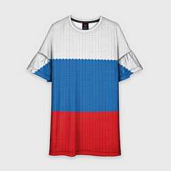 Платье клеш для девочки Вязаный российский флаг, цвет: 3D-принт